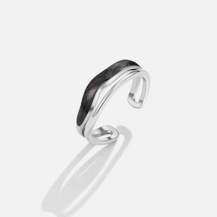 Bague multirang noire Sahara argentée