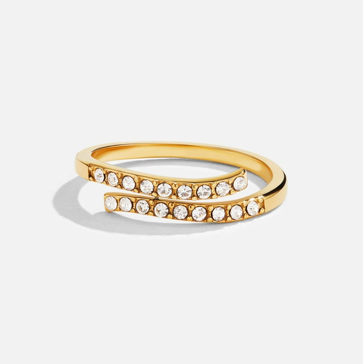 Bague dorée et cristal multirang enroulée