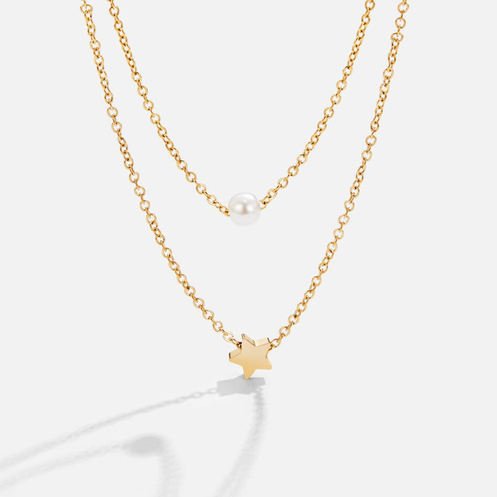 Viacvrstvová dorée hviezda a collier de perles