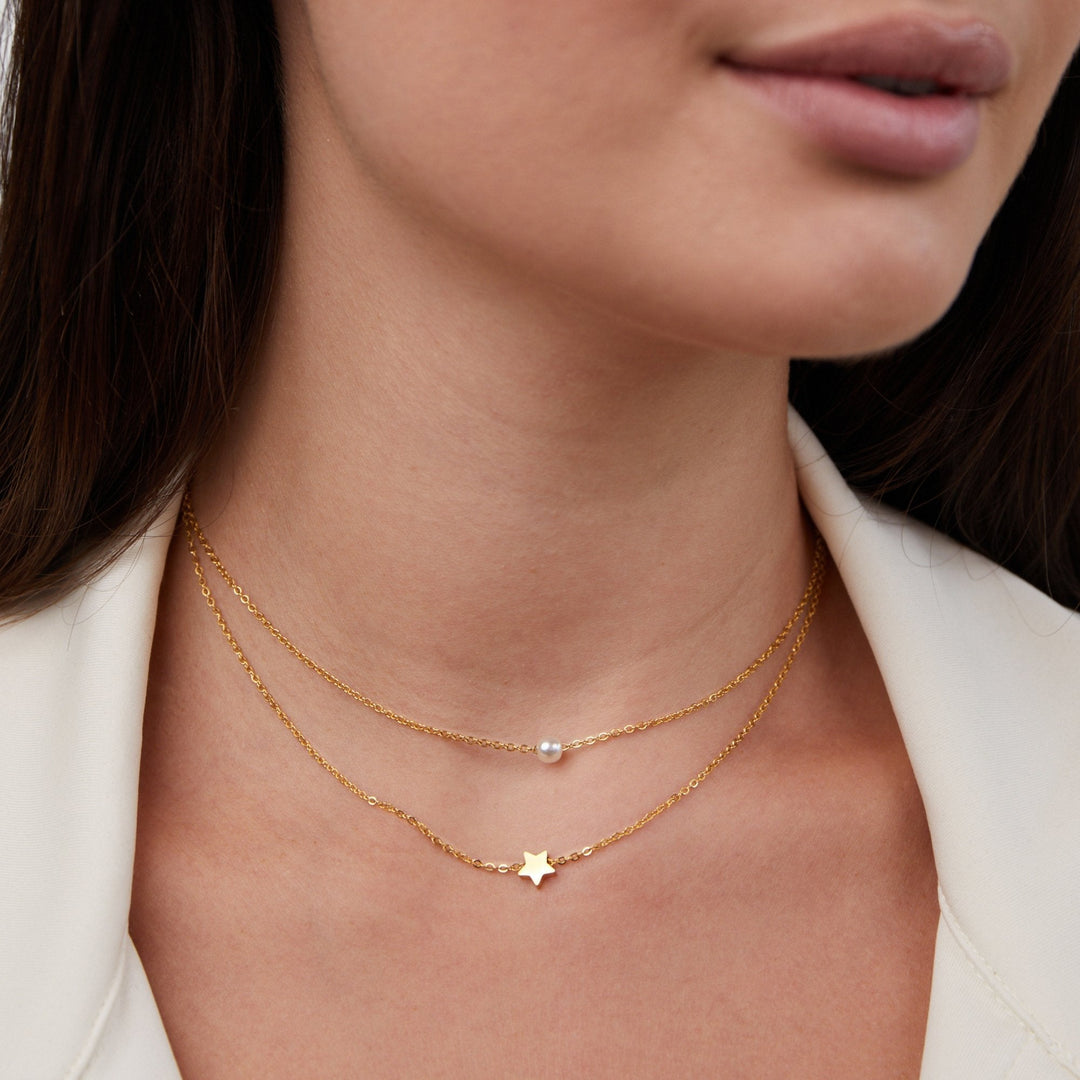 Viacvrstvová dorée hviezda a collier de perles