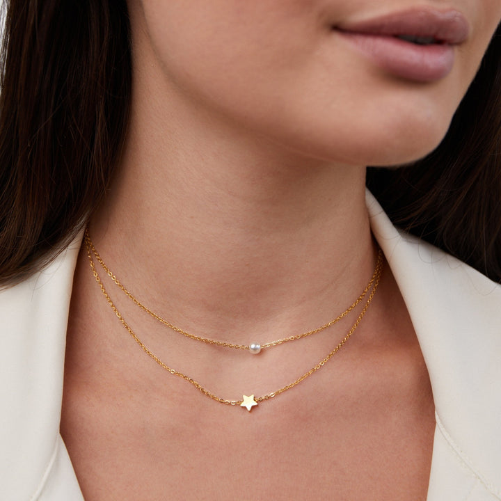Viacvrstvová dorée hviezda a collier de perles