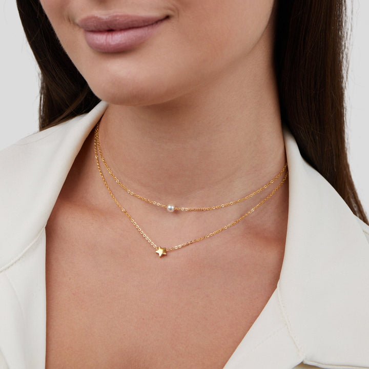 Viacvrstvová dorée hviezda a collier de perles