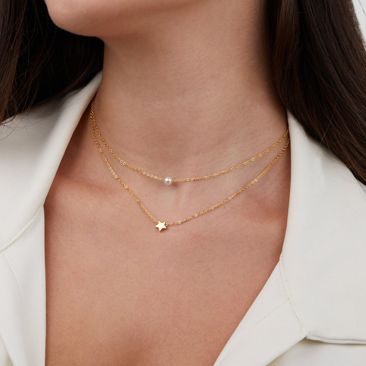 Viacvrstvová dorée hviezda a collier de perles