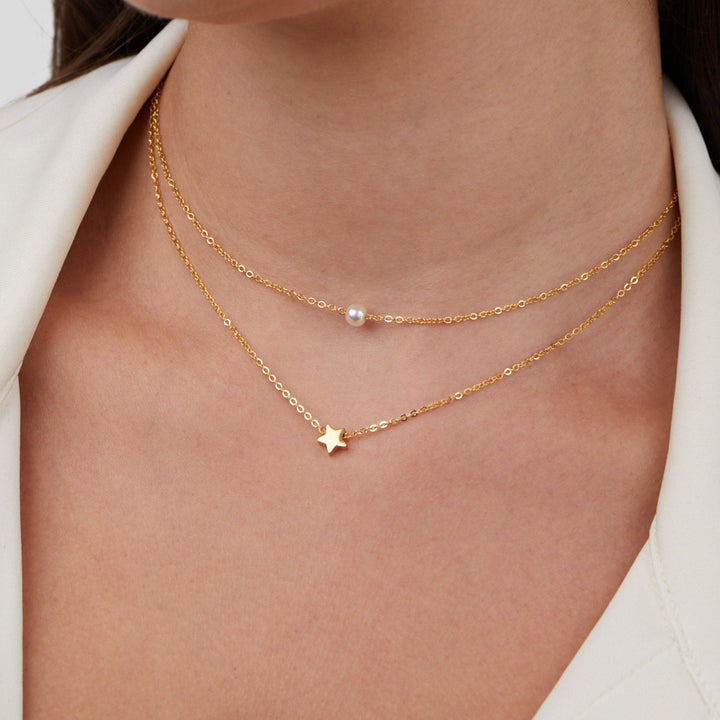 Viacvrstvová dorée hviezda a collier de perles
