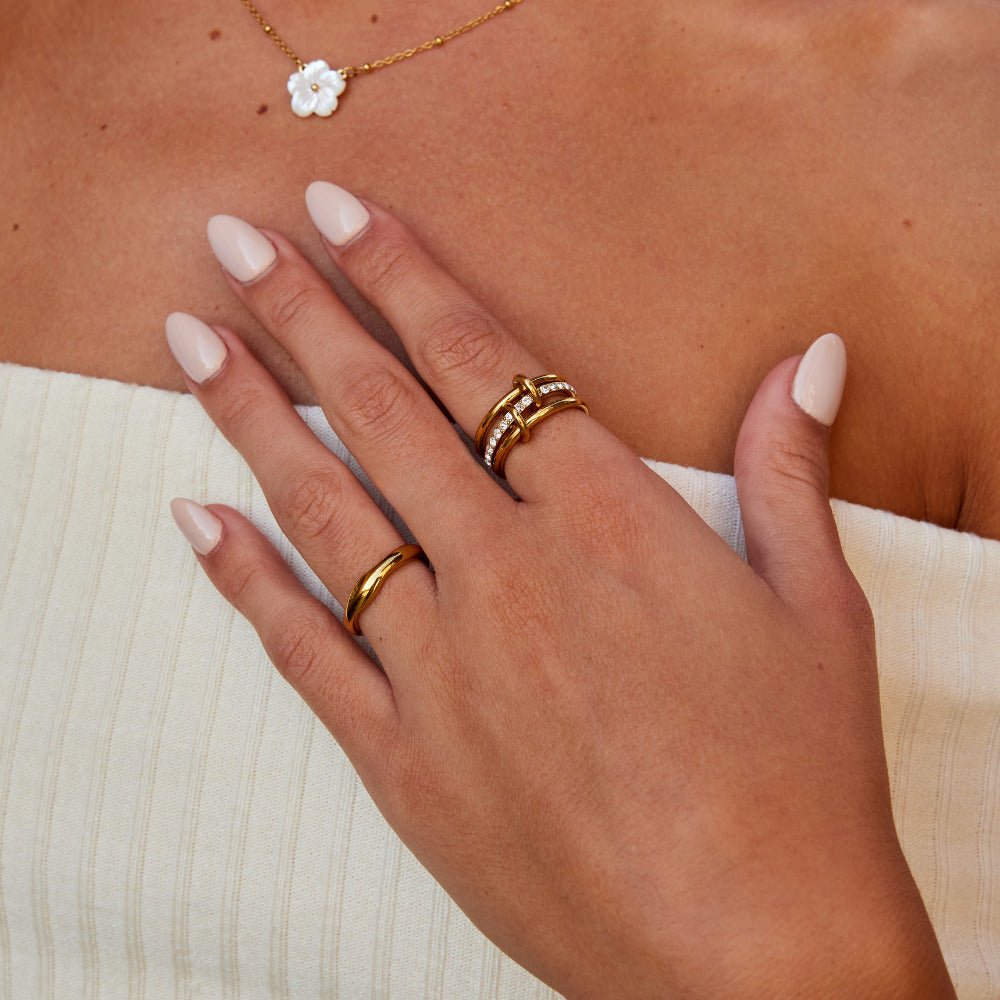 Bague texturée dorée Kaili