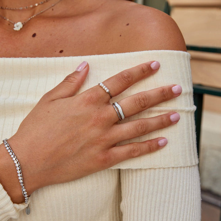 Bague texturée argentée Sahara