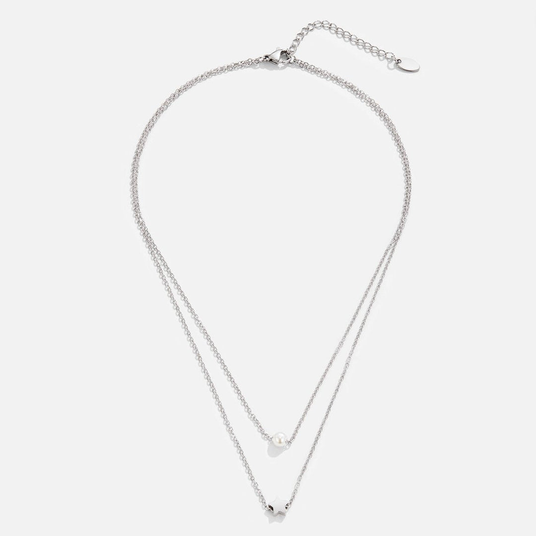 Collier z vrstveného striebra so hviezdou a perlou