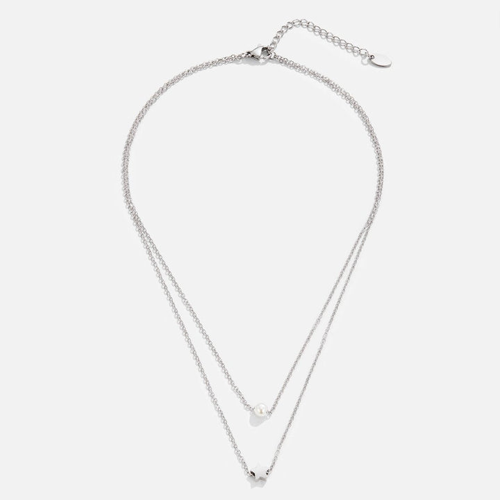 Collier z vrstveného striebra so hviezdou a perlou