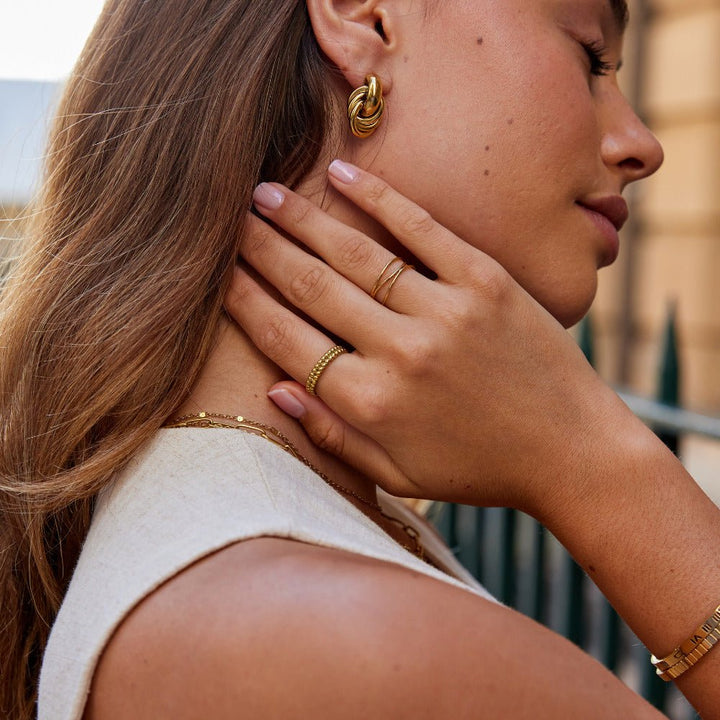 Bague dorée Leon perles