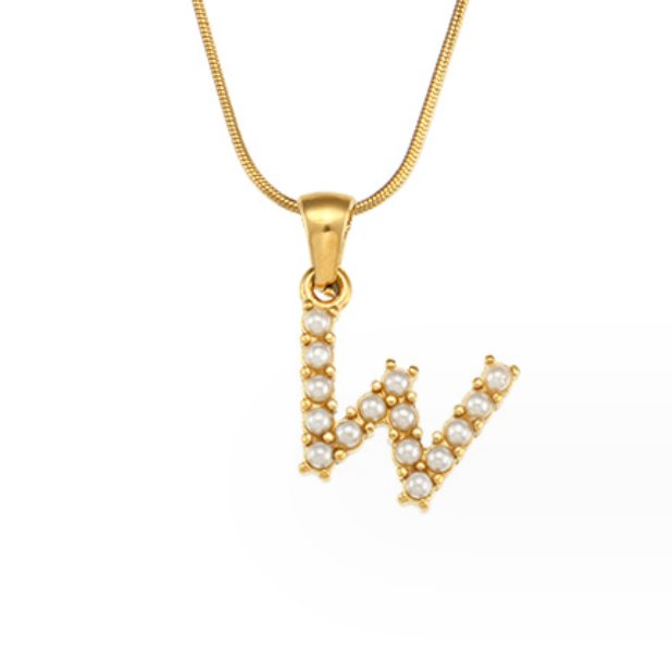 Collier s písmenami a perlami