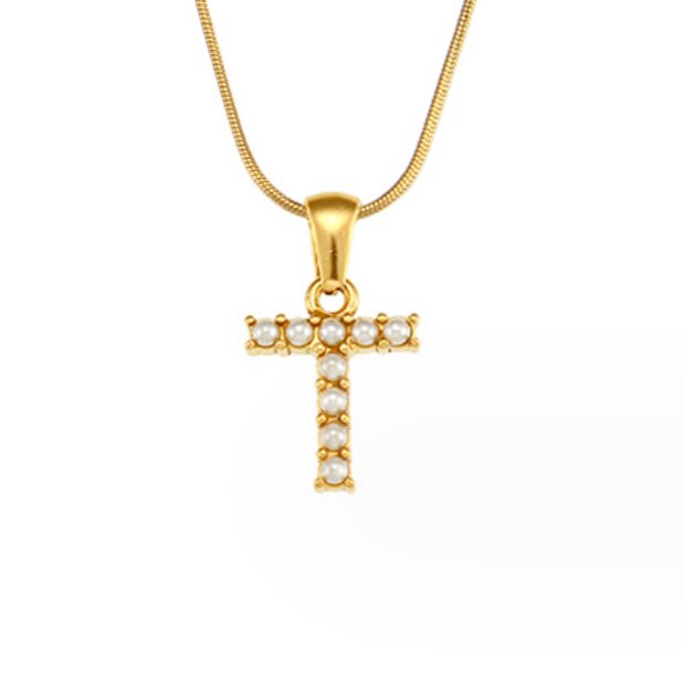 Collier s písmenami a perlami