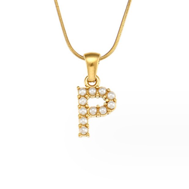 Collier s písmenami a perlami