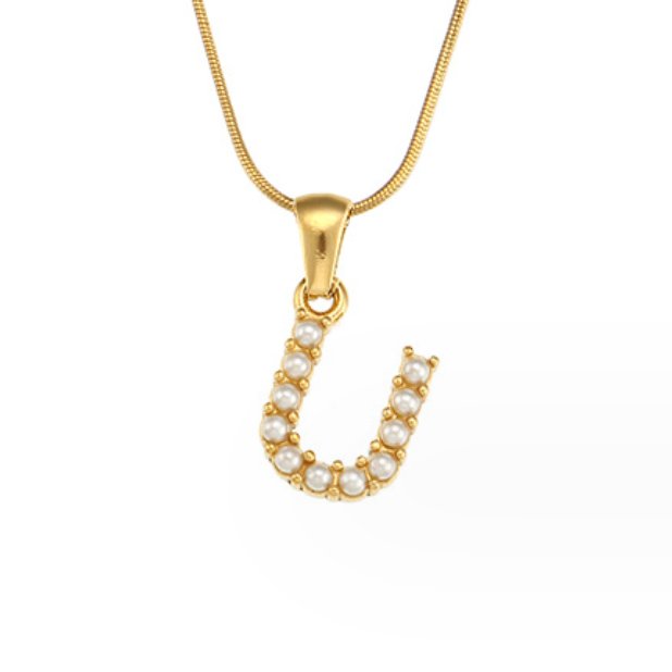 Collier s písmenami a perlami