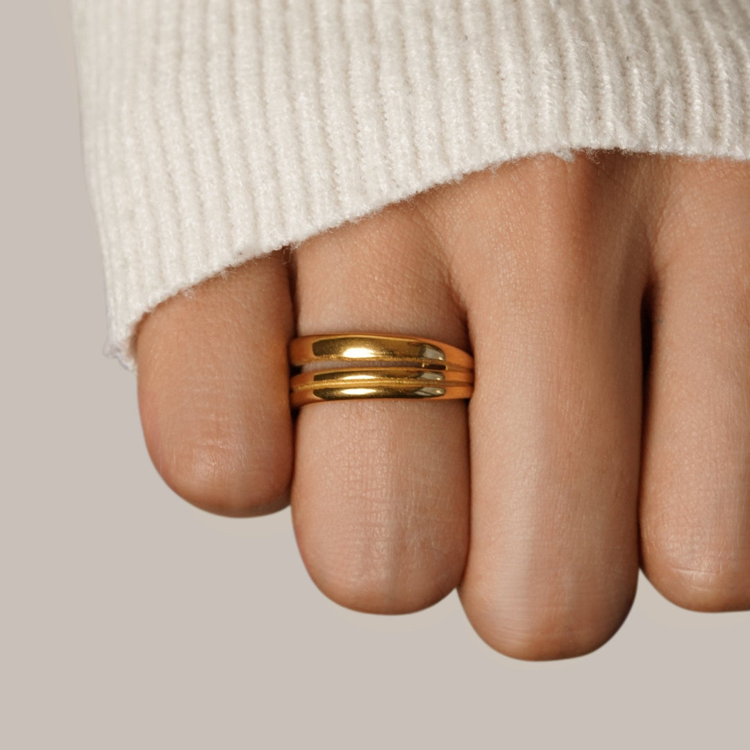 Bague Lia texturée dorée