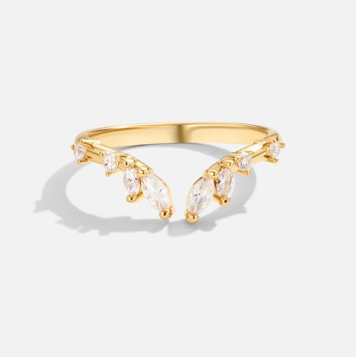 Bague vigne Lily cristal dorée
