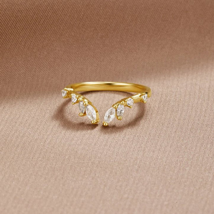 Bague vigne Lily cristal dorée