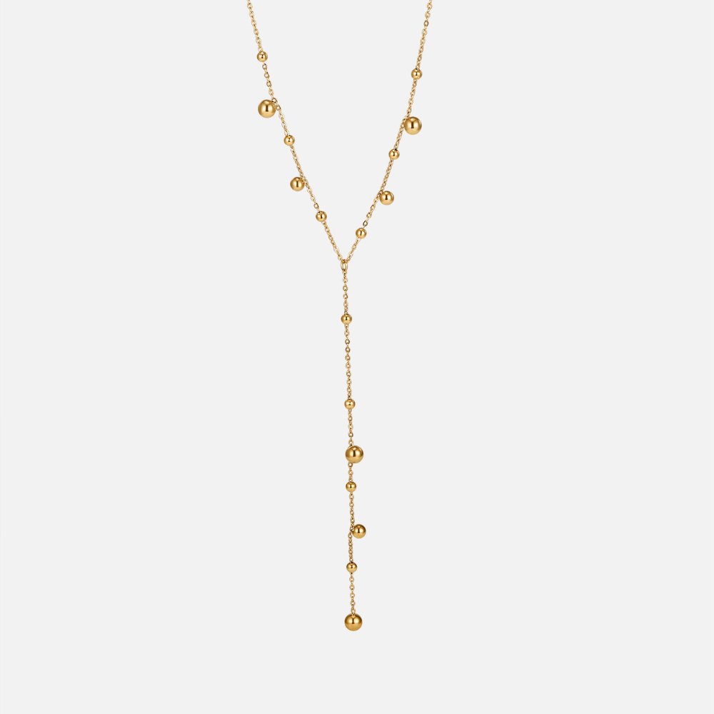 Collier so zlatými perlami a strapcami