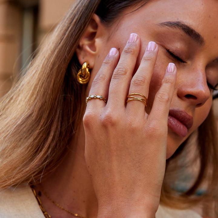 Bague élégante cristal dorée