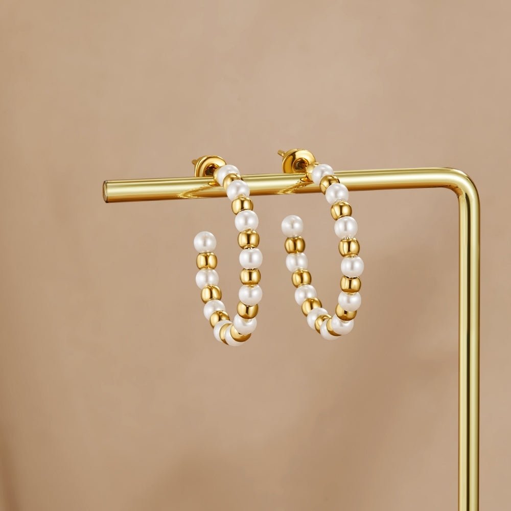 Boucles d’oreilles Maia dorées avec perles