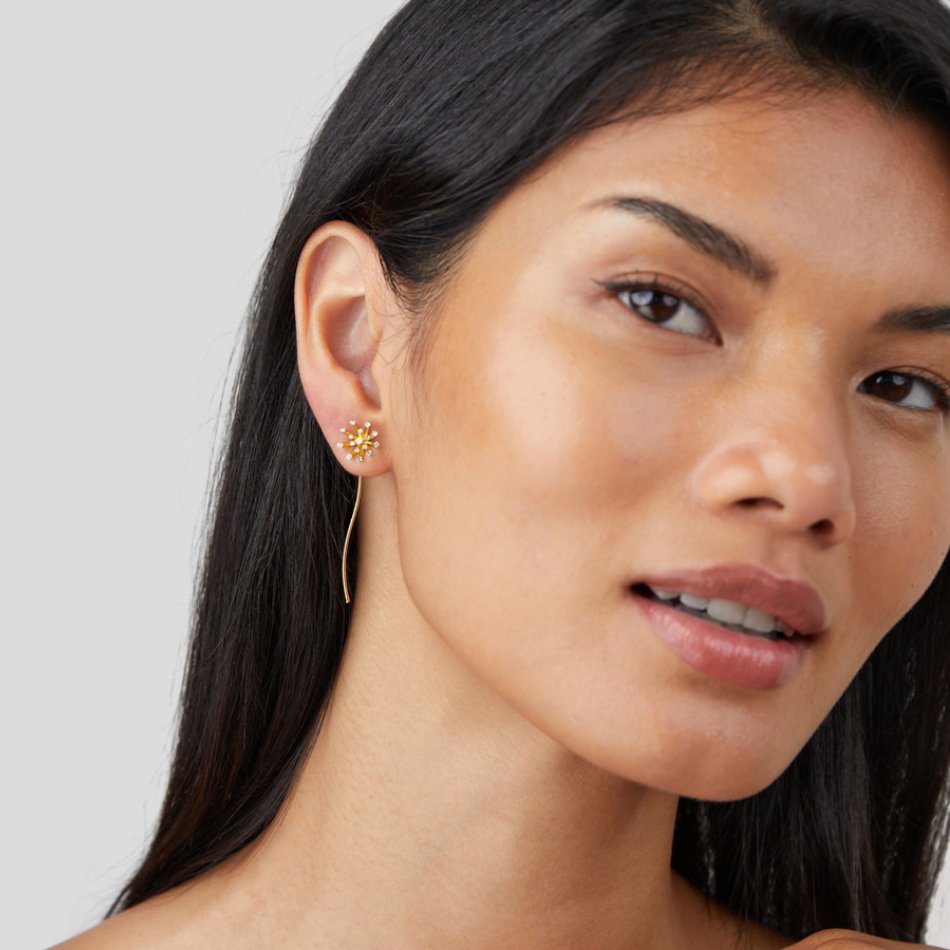 Boucles d’oreilles dorées 18K Dandelion Faites un vœu