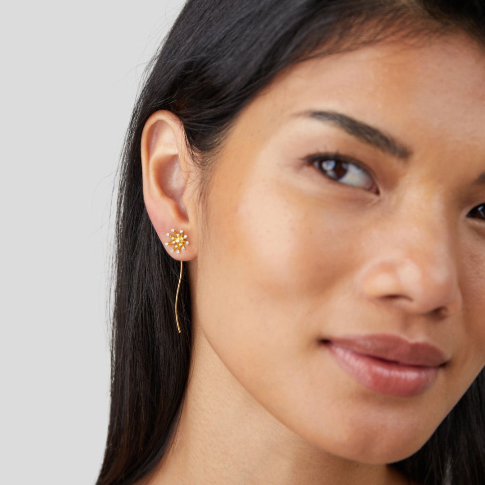 Boucles d’oreilles dorées 18K Dandelion Faites un vœu