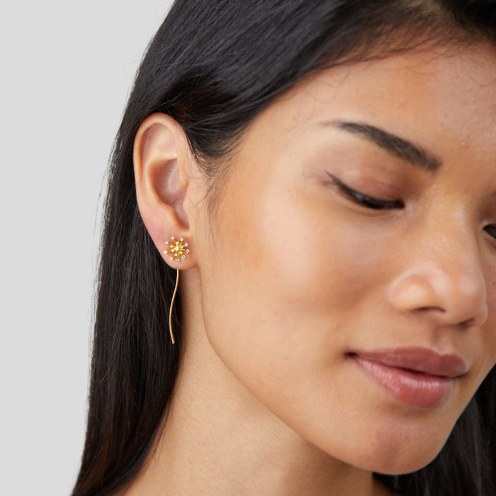 Boucles d’oreilles dorées 18K Dandelion Faites un vœu