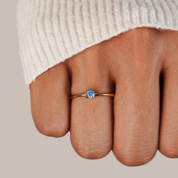 Bague mars pierre de naissance 18K dorée