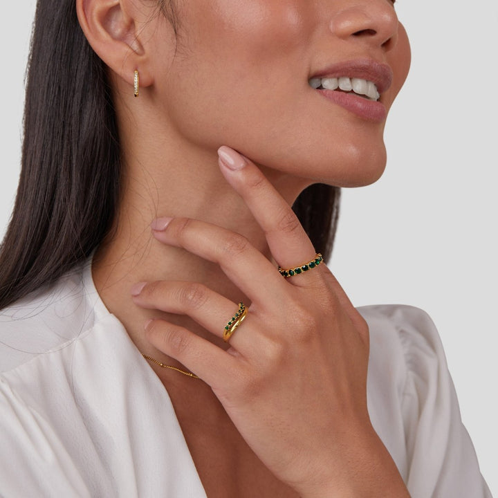 Bague Marissa émeraude verte texturée