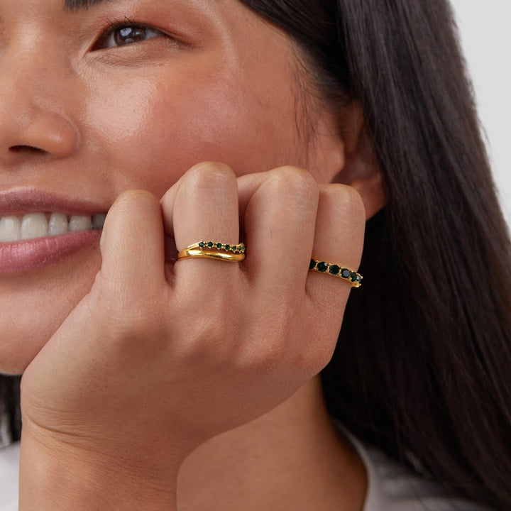 Bague Marissa émeraude verte texturée