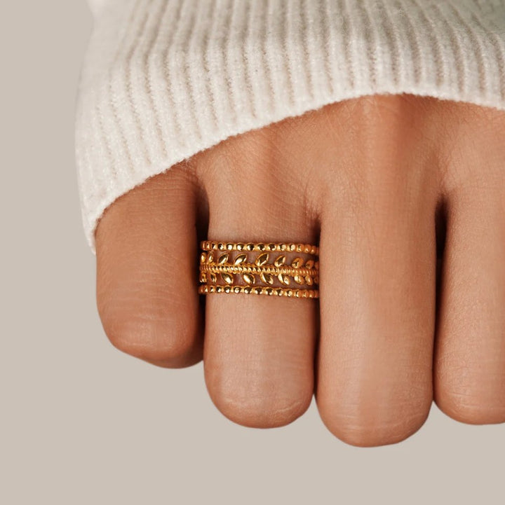 Bague Marissa texturée à feuilles dorées