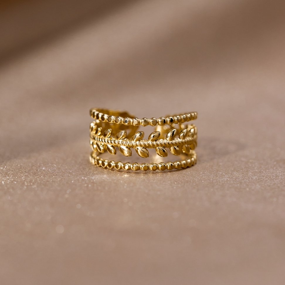 Bague Marissa texturée à feuilles dorées