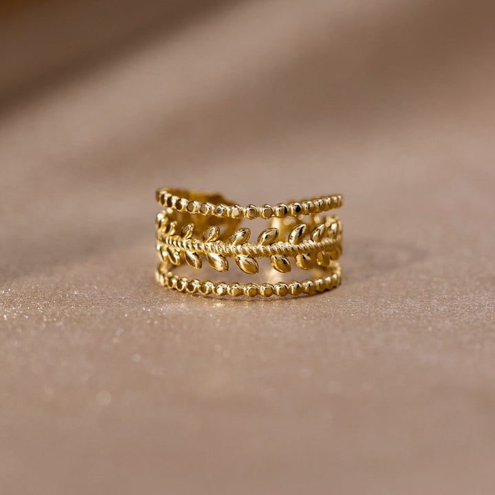 Bague Marissa texturée à feuilles dorées