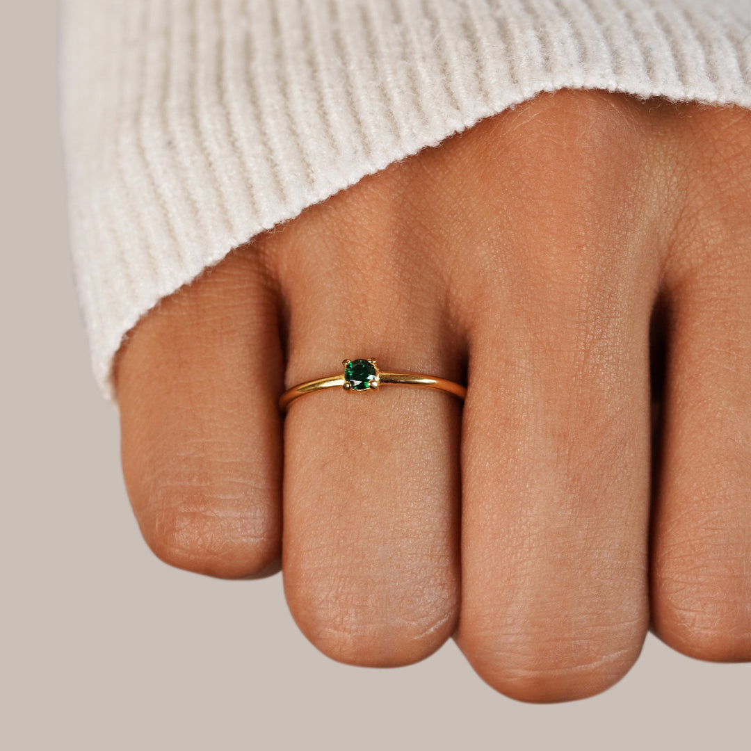 Bague mai pierre de naissance 18K dorée