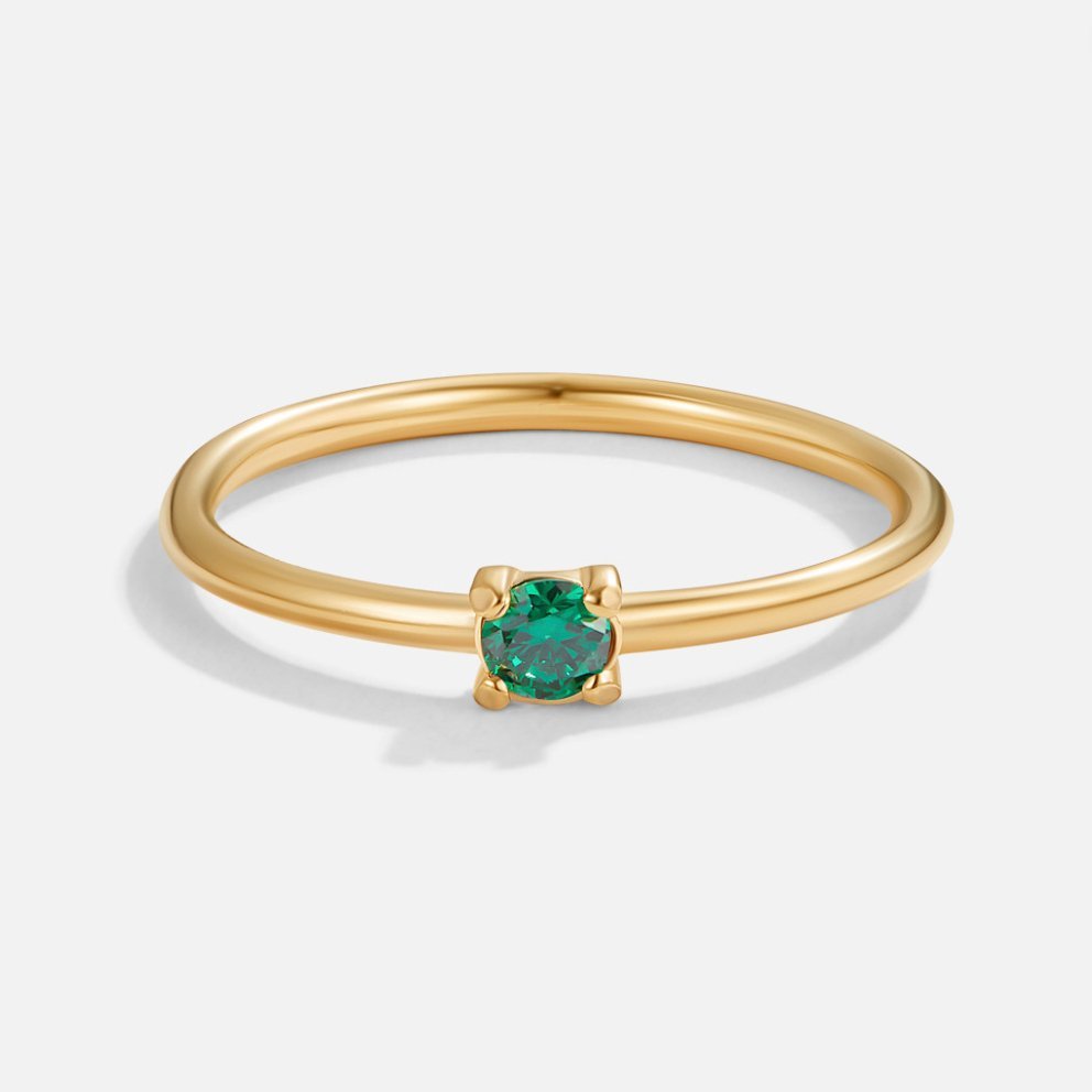 Bague mai pierre de naissance 18K dorée