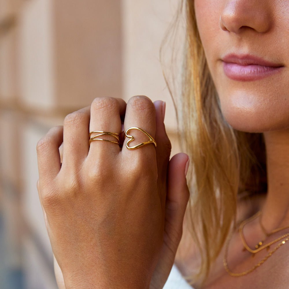 Bague dorée cœur