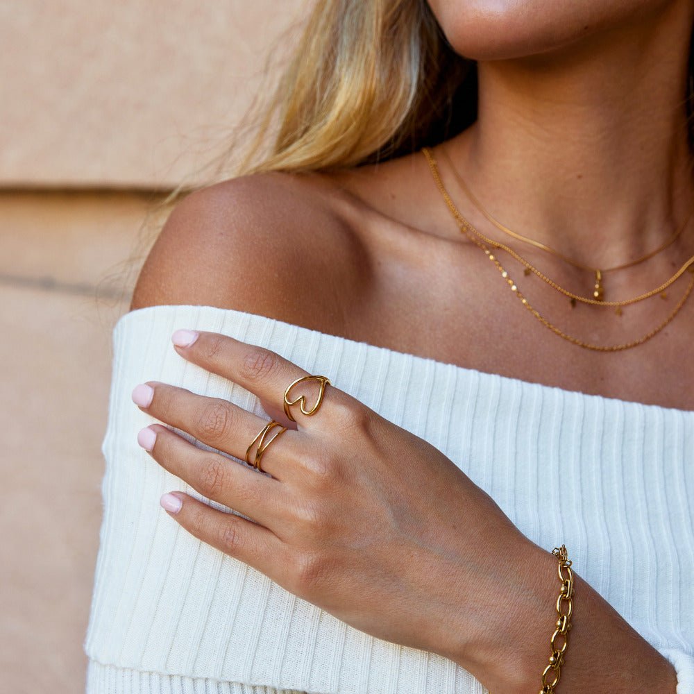 Bague dorée cœur