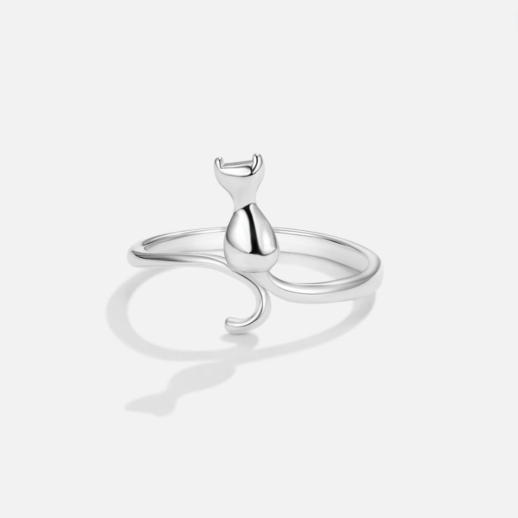 Bague argentée minuit chat