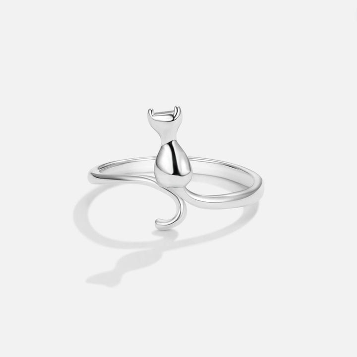Bague argentée minuit chat