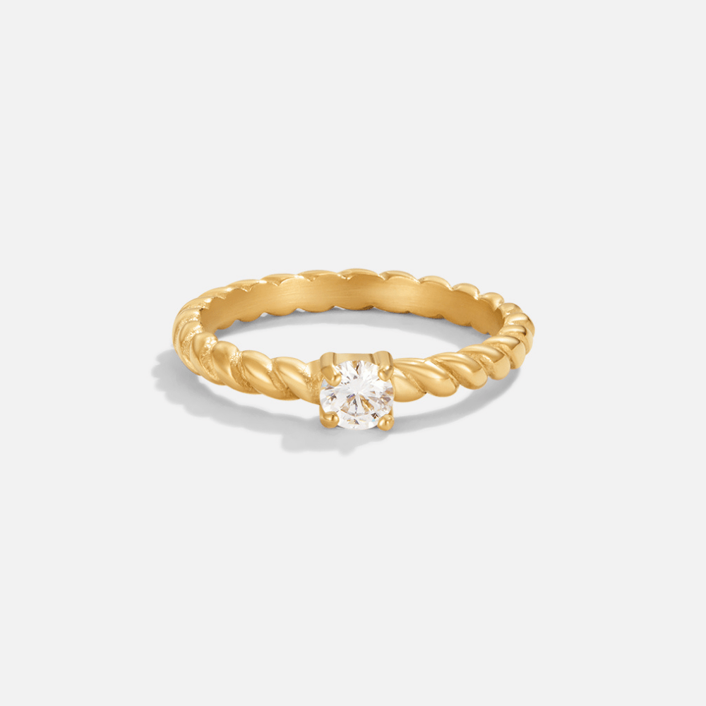 Bague Milan torsadée dorée cristal