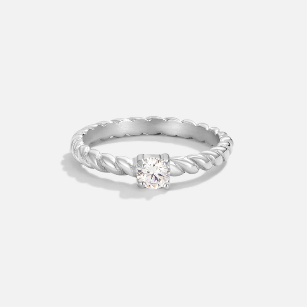 Bague Milan torsadée argentée cristal