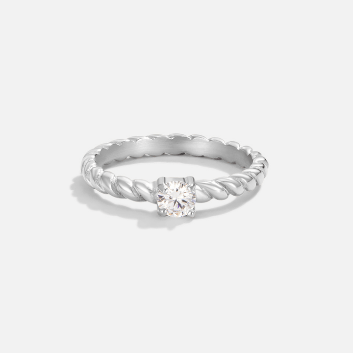 Bague Milan torsadée argentée cristal