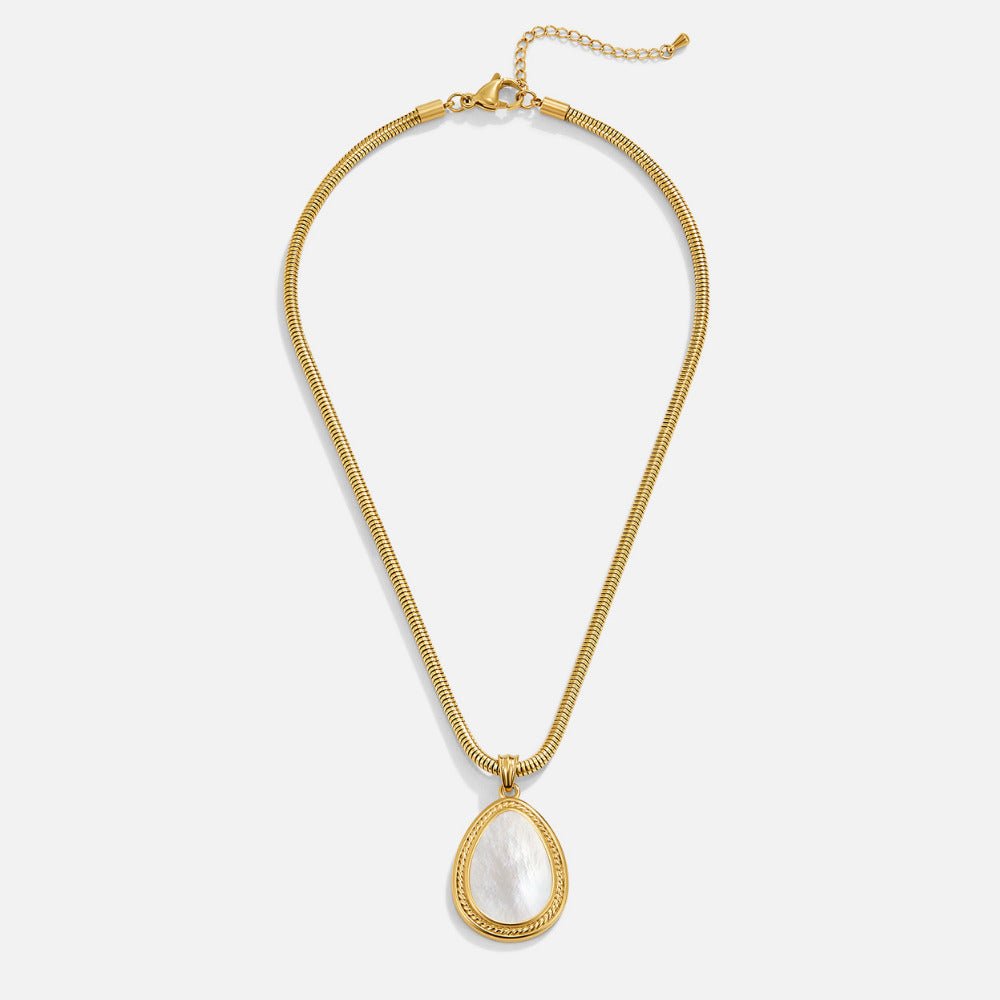 Collier goutte en nacre mate