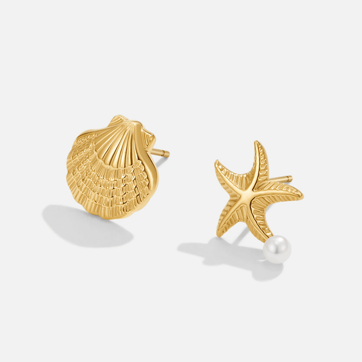 Boucles d’oreilles dorées Naia Coquillage & Étoile de mer
