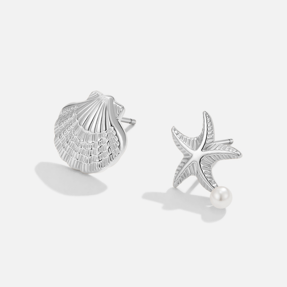 Boucles d’oreilles argentées Naia Coquillage & Étoile de mer
