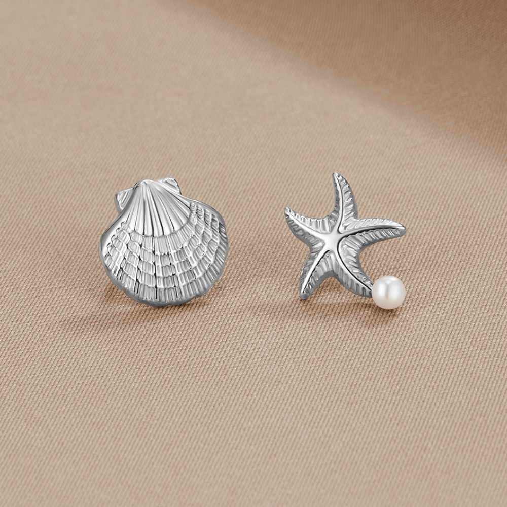 Boucles d’oreilles argentées Naia Coquillage & Étoile de mer
