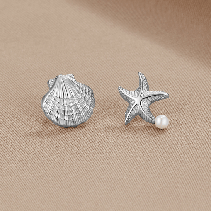 Boucles d’oreilles argentées Naia Coquillage & Étoile de mer