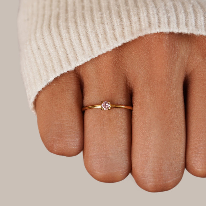 Bague octobre pierre de naissance 18K dorée