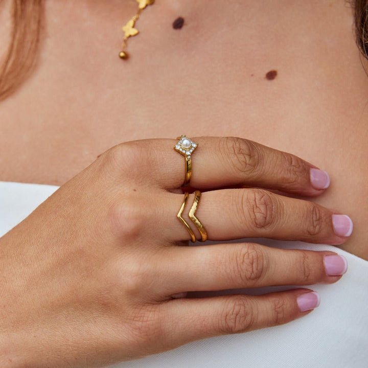 Bague perles et cristal éternité
