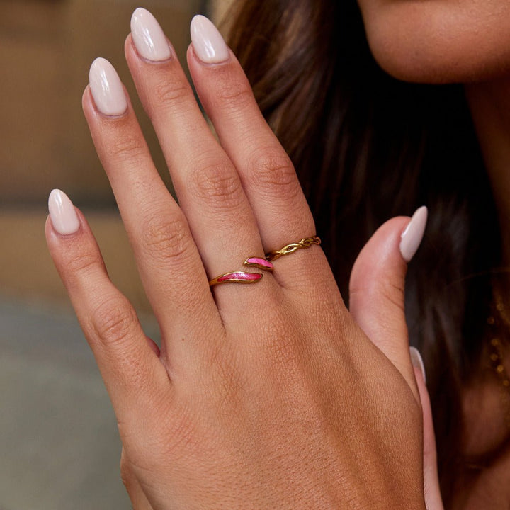 Bague artisanale faite main rose
