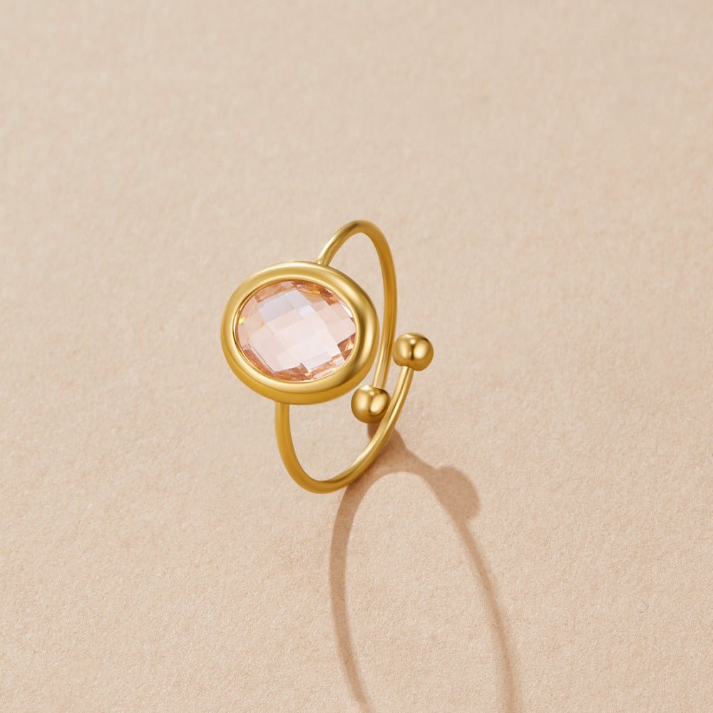 Bague rose cristal dorée